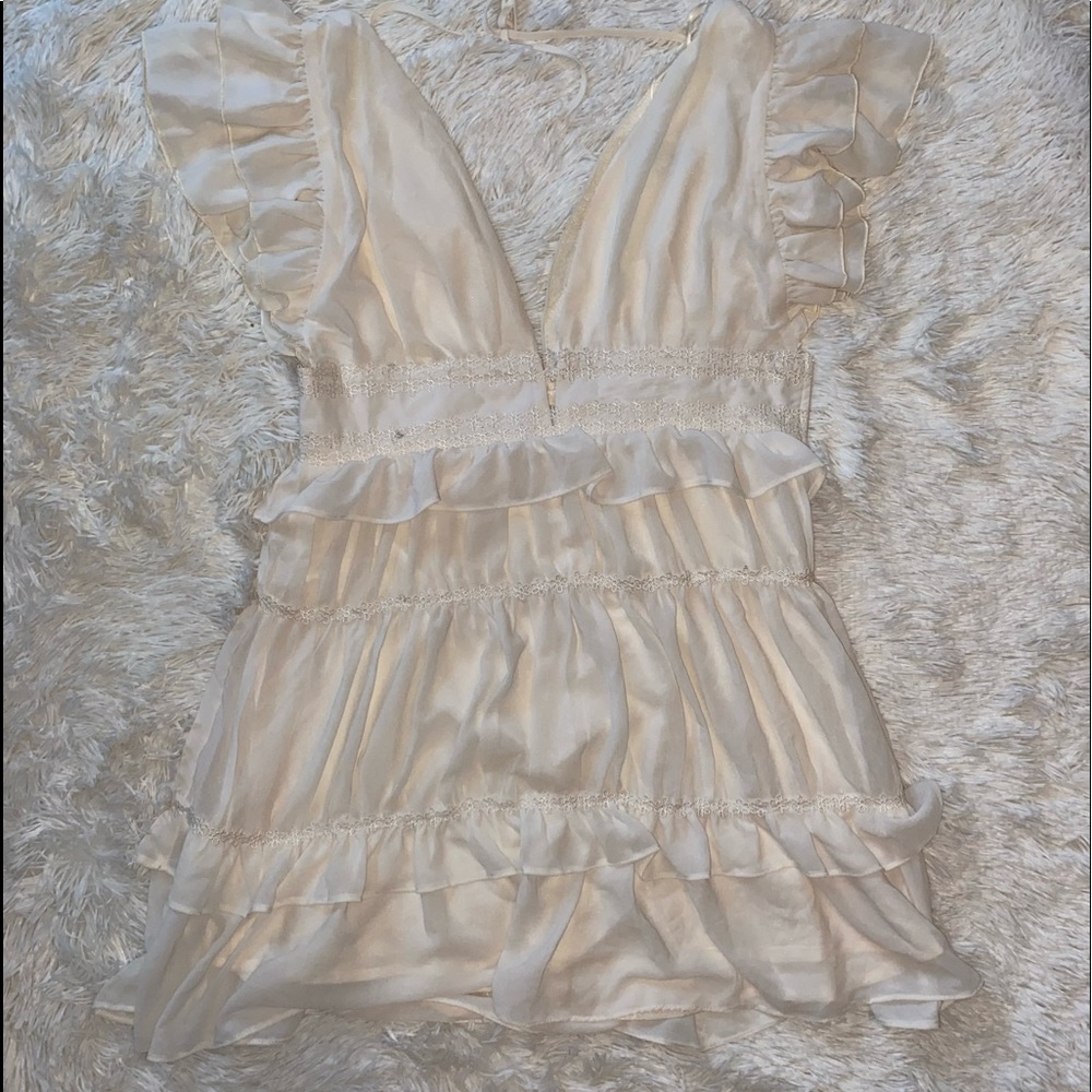 NWOT mini ivory ruffle dress